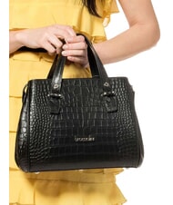 BRACCIALINI ZOE CROCO Borsa a mano in pelle stampata nero - Borse Donna - 6