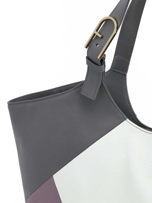 FLOW Borsa a spalla in pelle stampata marshmallow+aura+soil - Borse Donna