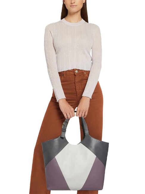 FLOW Borsa a spalla in pelle stampata marshmallow+aura+soil - Borse Donna