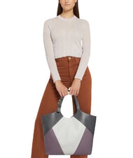 FURLA FLOW Borsa a spalla in pelle stampata marshmallow+aura+soil - Borse Donna - 5