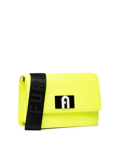 1927 SOFT Borsa mini a tracolla in pelle nappa giallo fluorescente+nero - Borse Donna
