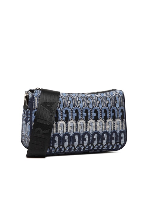 MOON Borsa mini in tessuto jacquard toni blu denim+nero - Borse Donna