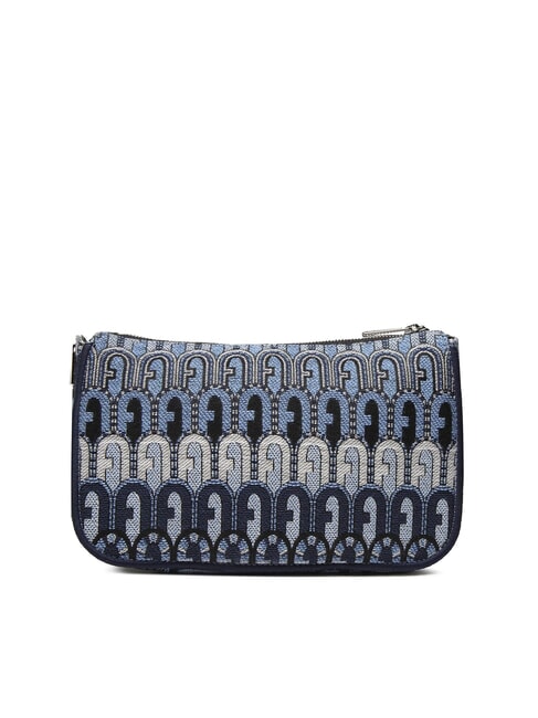 MOON Borsa mini in tessuto jacquard toni blu denim+nero - Borse Donna