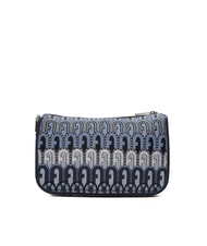 FURLA MOON Borsa mini in tessuto jacquard toni blu denim+nero - Borse Donna - 4