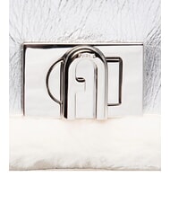 FURLA 1927 SOFT Borsa a mano mini con tracolla white cotton+color silver+nero - Borse Donna - 4