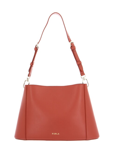 FLEUR Borsa a spalla in pelle con tracolla cannella - Borse Donna