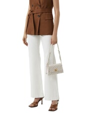 FURLA ZOE Borsa a spalla in pelle stampata toni marshmallow - Borse Donna - 5