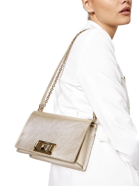 MIMI" Borsa convertible a spalla color platino - Borse Donna