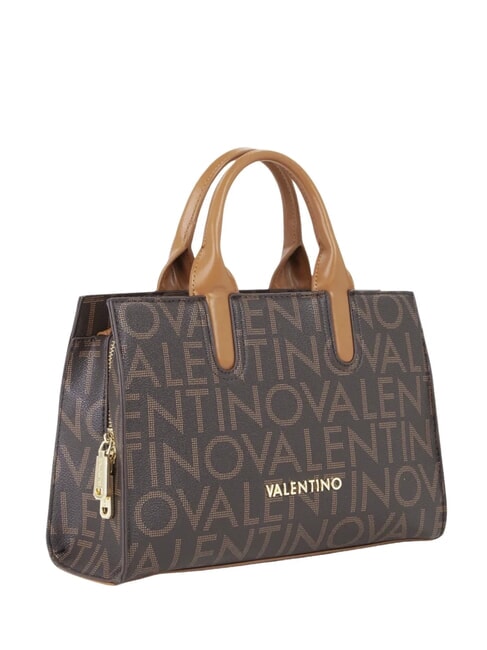 REGINA RE Borsa a mano logo all over e tracolla moro/naturale - Borse Donna