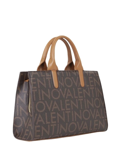 REGINA RE Borsa a mano logo all over e tracolla moro/naturale - Borse Donna