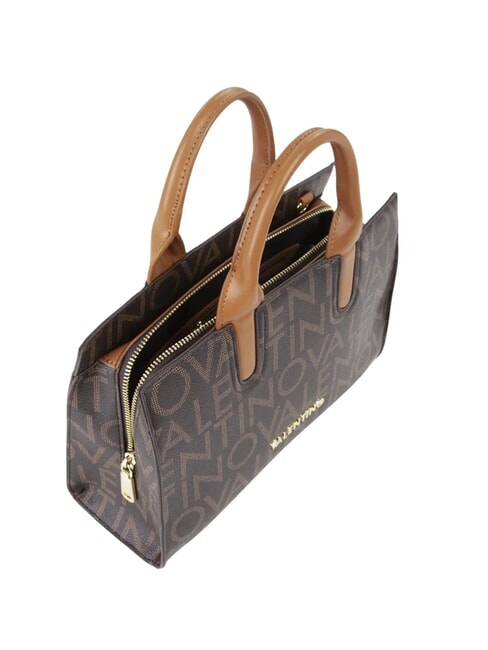 REGINA RE Borsa a mano logo all over e tracolla moro/naturale - Borse Donna