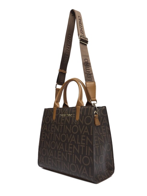 REGINA RE Borsa a mano stampa logo all over moro/naturale - Borse Donna