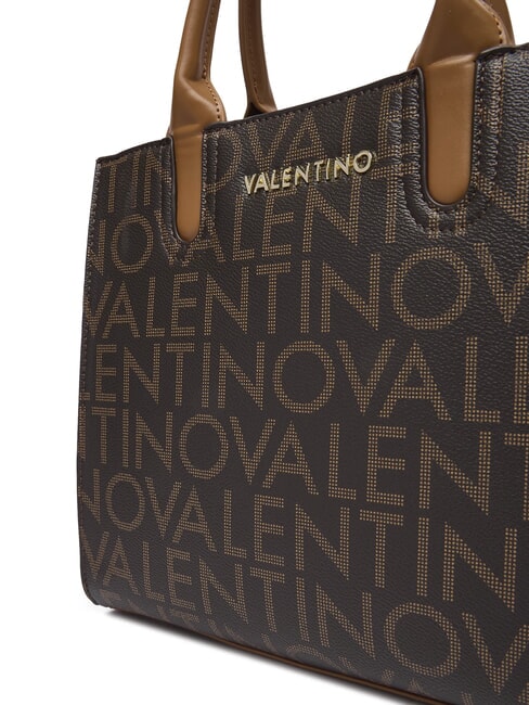 REGINA RE Borsa a mano stampa logo all over moro/naturale - Borse Donna