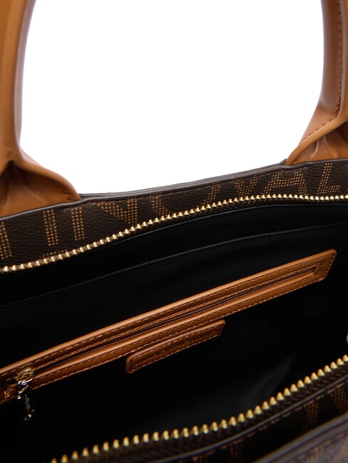 REGINA RE Borsa a mano stampa logo all over moro/naturale - Borse Donna