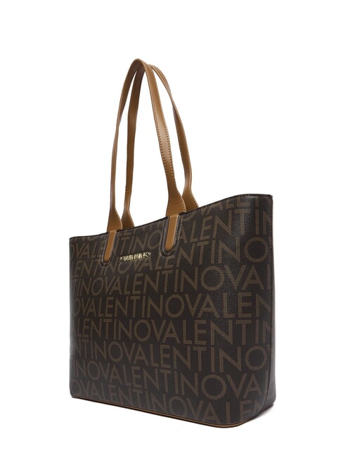 REGINA RE Borsa shopping a spalla logo all over moro/naturale - Borse Donna