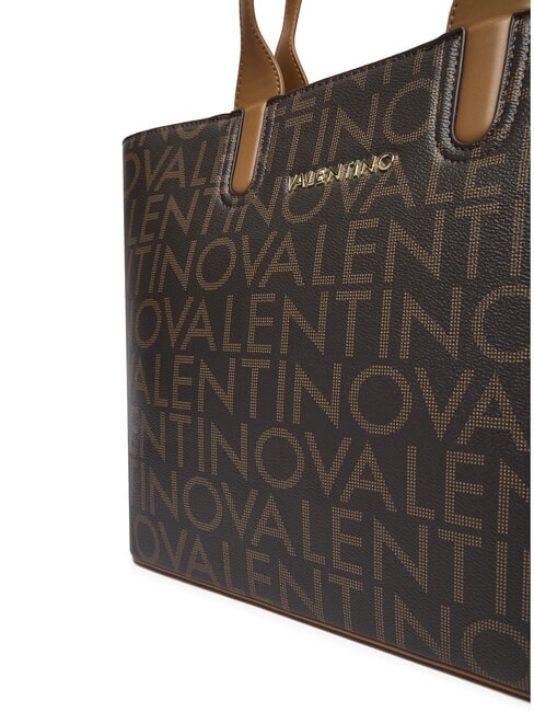 REGINA RE Borsa shopping a spalla logo all over moro/naturale - Borse Donna