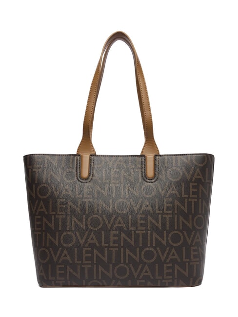 REGINA RE Borsa shopping a spalla logo all over moro/naturale - Borse Donna
