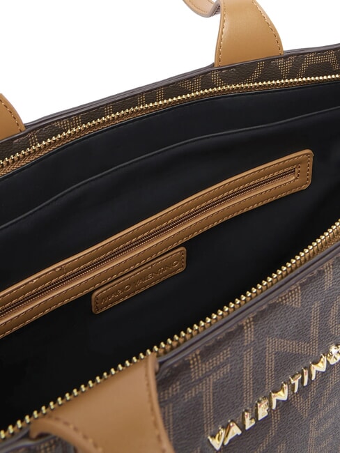 REGINA RE Borsa shopping a spalla logo all over moro/naturale - Borse Donna