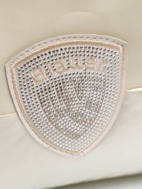PADDED NYLON Pochette morbida con logo strass white - Borse Donna