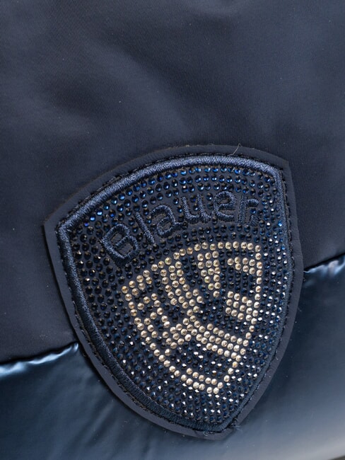 PADDED NYLON Pochette morbida con logo strass BLU NAVY - Borse Donna