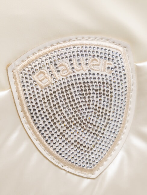 PADDED NYLON Borsa fluffy a tracolla logo strass white - Borse Donna