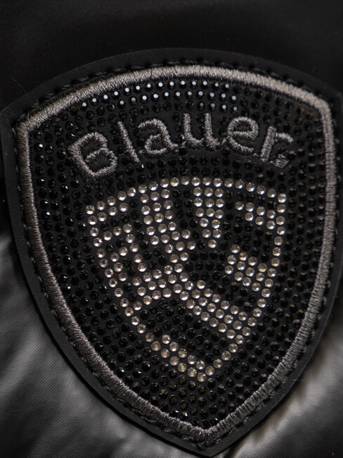 PADDED NYLON Borsa fluffy a tracolla logo strass NERO - Borse Donna