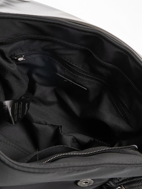 PADDED NYLON Borsa fluffy a tracolla logo strass NERO - Borse Donna