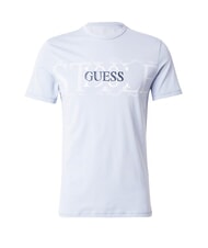 GUESS CHEST BOX T-shirt in cotone con stampa nimbus blue - T-shirt Uomo - 4