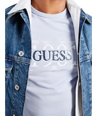 GUESS CHEST BOX T-shirt in cotone con stampa nimbus blue - T-shirt Uomo - 3