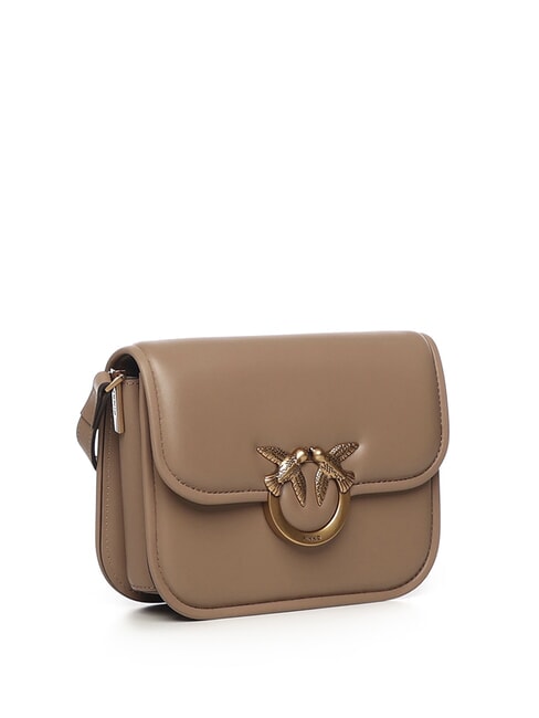 LOVE BOX Borsa mini in nappa con flap biscotto zenzero-antique gold - Borse Donna