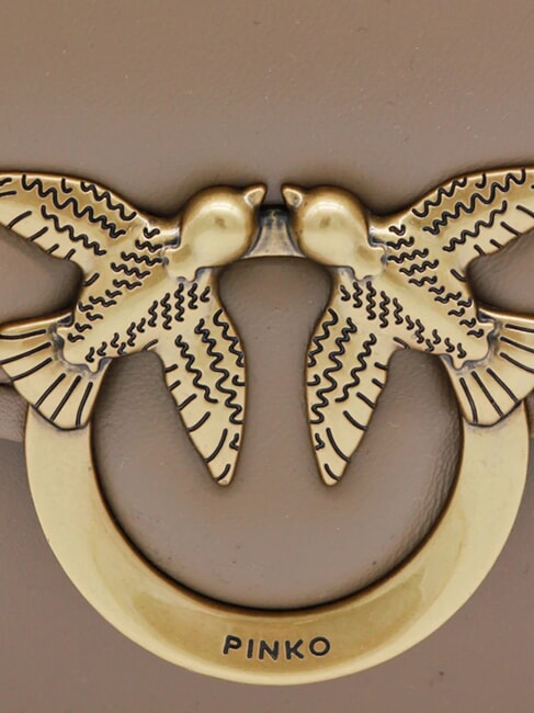 LOVE BOX Borsa mini in nappa con flap biscotto zenzero-antique gold - Borse Donna