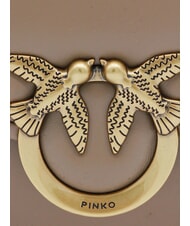 PINKO LOVE BOX Borsa mini in nappa con flap biscotto zenzero-antique gold - Borse Donna - 3