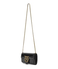 PINKO LOVE ONE Borsa mini lucida a tracolla nero-antique gold - Borse Donna - 3