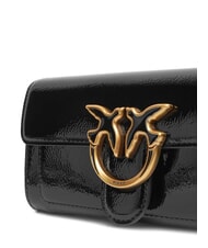 PINKO LOVE ONE Borsa mini lucida a tracolla nero-antique gold - Borse Donna - 5