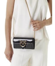 PINKO LOVE ONE Borsa mini lucida a tracolla nero-antique gold - Borse Donna - 6