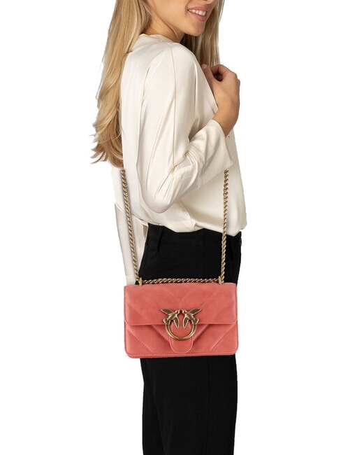 LOVE ONE MINI Borsa mini in pelle crosta coral. speziato-antique gold - Borse Donna
