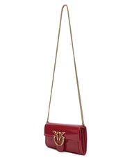 PINKO LOVE ONE Borsa mini lucida a tracolla rosso-antique gold - Borse Donna - 3