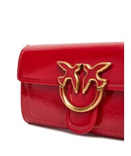 PINKO LOVE ONE Borsa mini lucida a tracolla rosso-antique gold - Borse Donna - 4