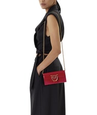 PINKO LOVE ONE Borsa mini lucida a tracolla rosso-antique gold - Borse Donna - 5