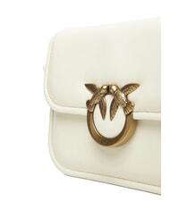 PINKO LOVE BOX Borsa mini in pelle a tracolla bianco seta-antique gold - Borse Donna - 4