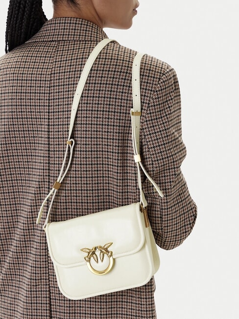 LOVE BOX Borsa mini in pelle a tracolla bianco seta-antique gold - Borse Donna