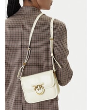 PINKO LOVE BOX Borsa mini in pelle a tracolla bianco seta-antique gold - Borse Donna - 5