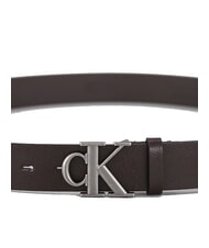 CALVIN KLEIN CK HARDWARE Cintura in pelle ck dark brown/antique silver - Cinture - 3