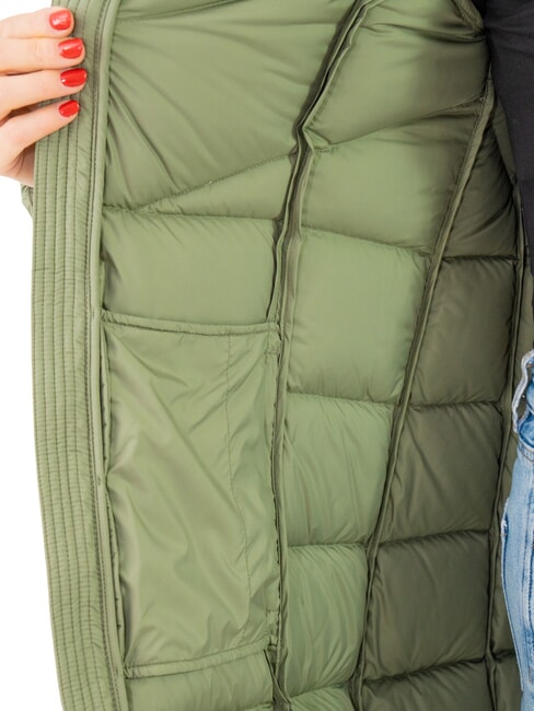 CAPTION Piumino donna lungo con cappuccio mud - Piumini Donna