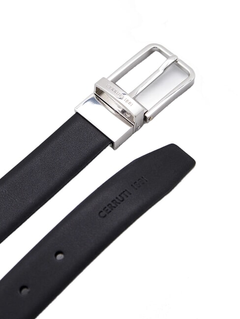 DOUBLE Cintura reversibile e accorciabile in pelle nero/testa di moro - Cinture