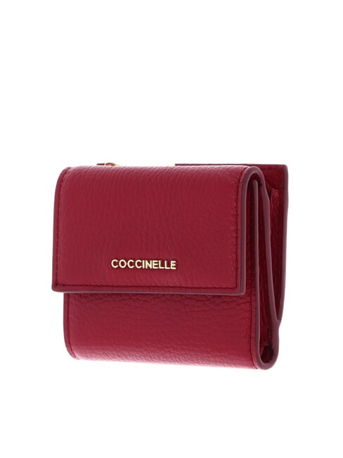 METALLIC SOFT Portafoglio in pelle martellata sangria - Portafogli Donna