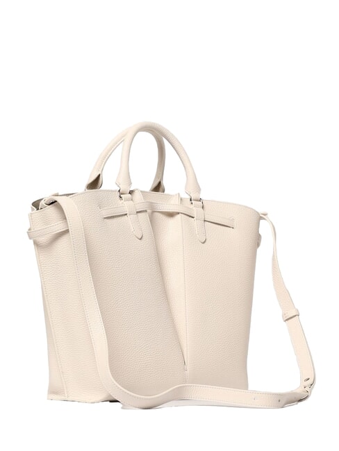 FLORES Borsa tote media in pelle martellata blanco - Borse Donna