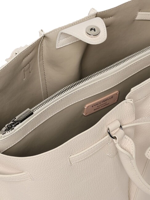 FLORES Borsa tote media in pelle martellata blanco - Borse Donna