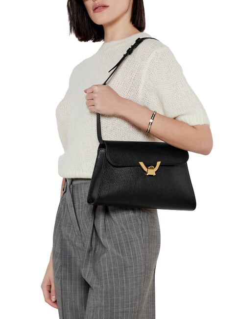 DEW Borsa media a spalla in pelle martellata Nero - Borse Donna