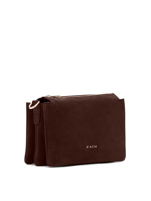 FEATHER SMALL Borsa a tracolla piccola in pelle suede moro - Borse Donna